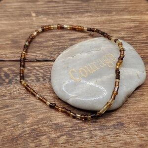 Root beer seed beaded bracelet B3213‎